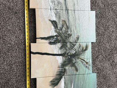 Coastal Palm Tree Beach Multi-Panel Canvas Wall Art Set (4 Pieces) - 39" x 36" Overall