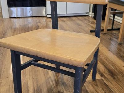 Sturdy Wooden Kitchen/Dining Chair - Natural Maple Wood Seat & Back with Blue Frame