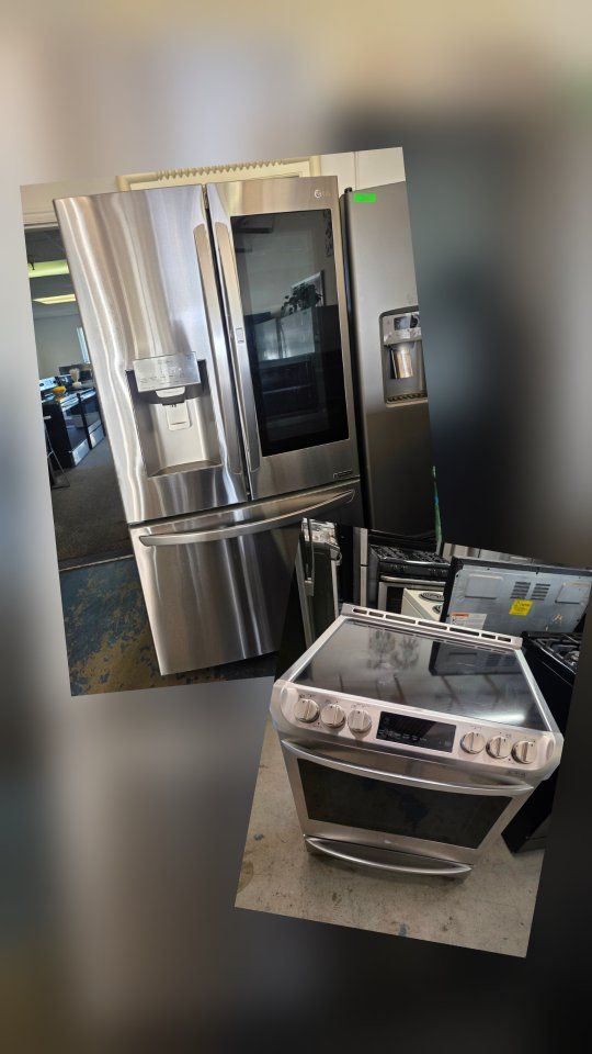 Lg refrigerator and slide-in electric stove