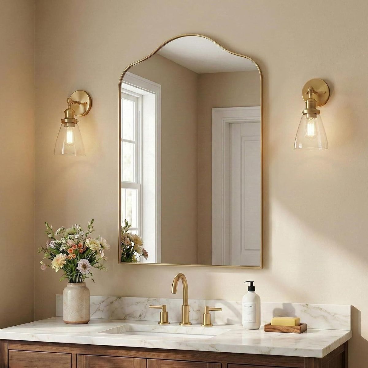 24x36in Brass Scalloped Wall Mirror ANDY STAR