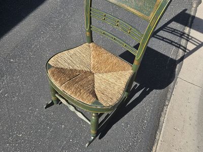 Antique Wooden Rocking Chair with Folk Art Design