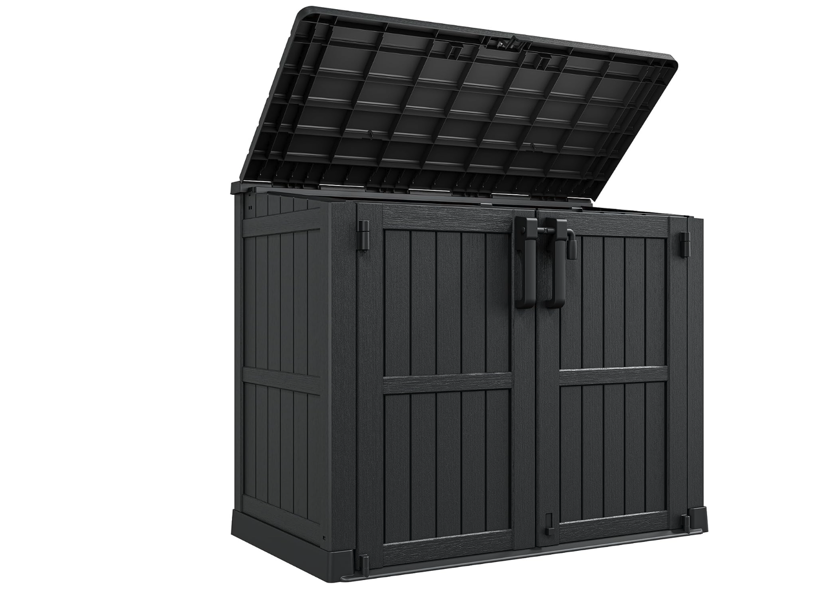 New Waterproof Storage with Lockable Doors, Portable Horizontal Resin Storage Shed