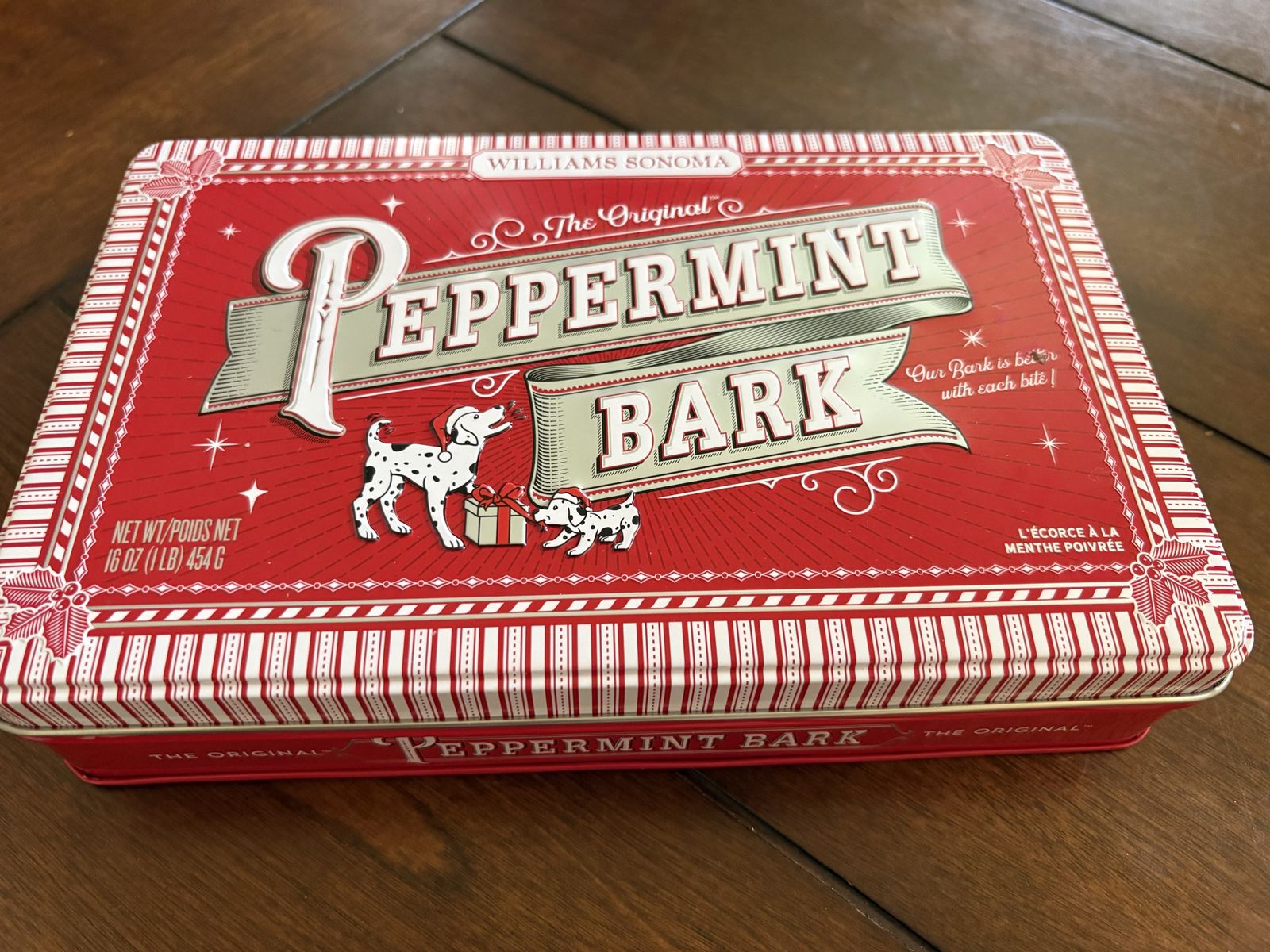Williams Sonoma Peppermint Bark Tin