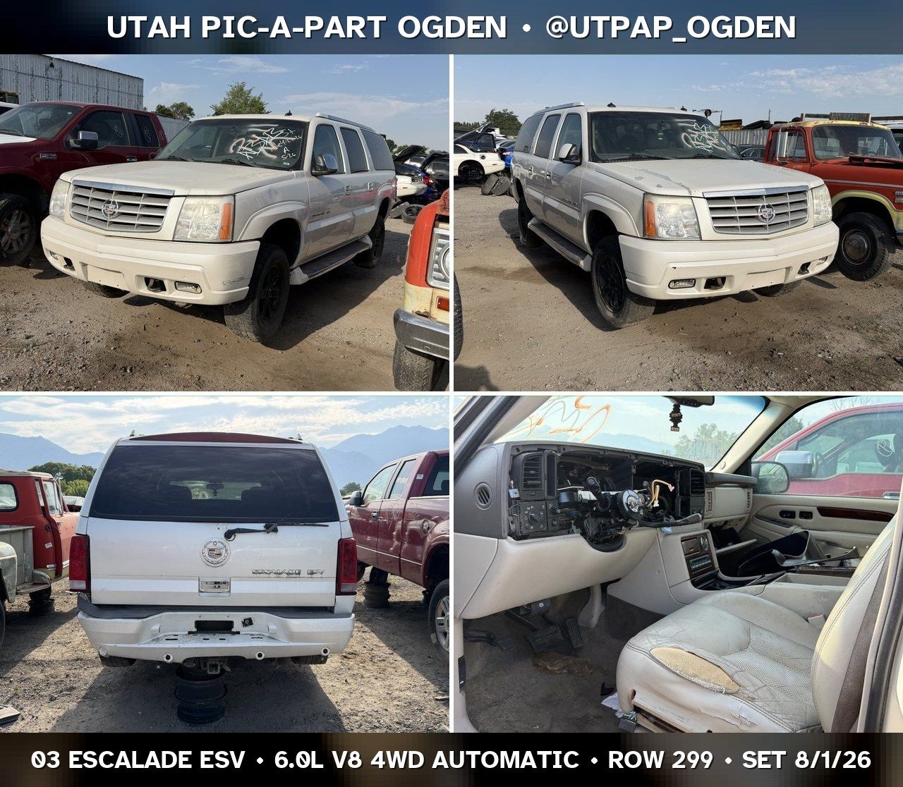 New Arrival - 2003 Cadillac Escalade ESV GMT800 Parts - UTPAP Ogden