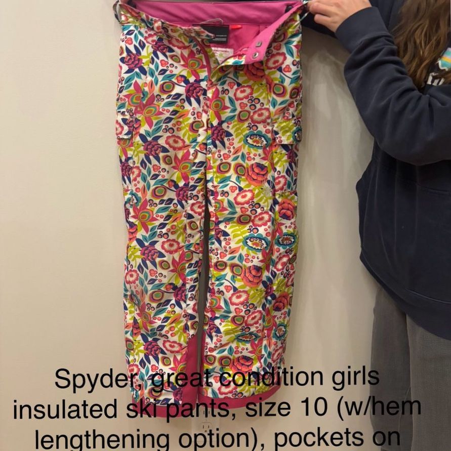 Girls ski pants, sz 10 Patagonia and Spyder brand