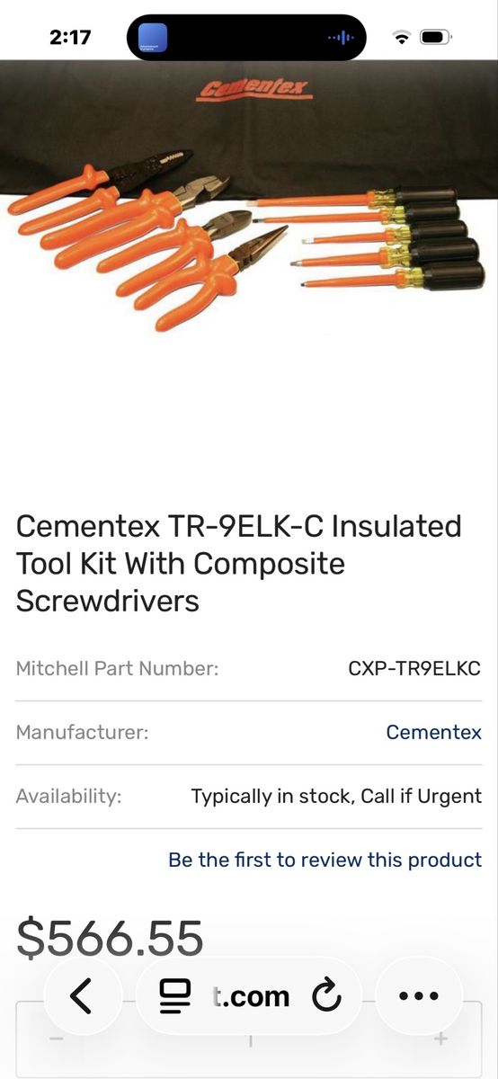 Cementex 10-Piece Insulated Electrician's Tool Roll Set with Pliers, Screwdriver.