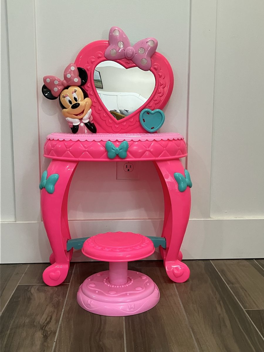 Disney Junior Minnie Mouse Bow-Tique Vanity & Stool - Pink Kids Dressing Table Set
