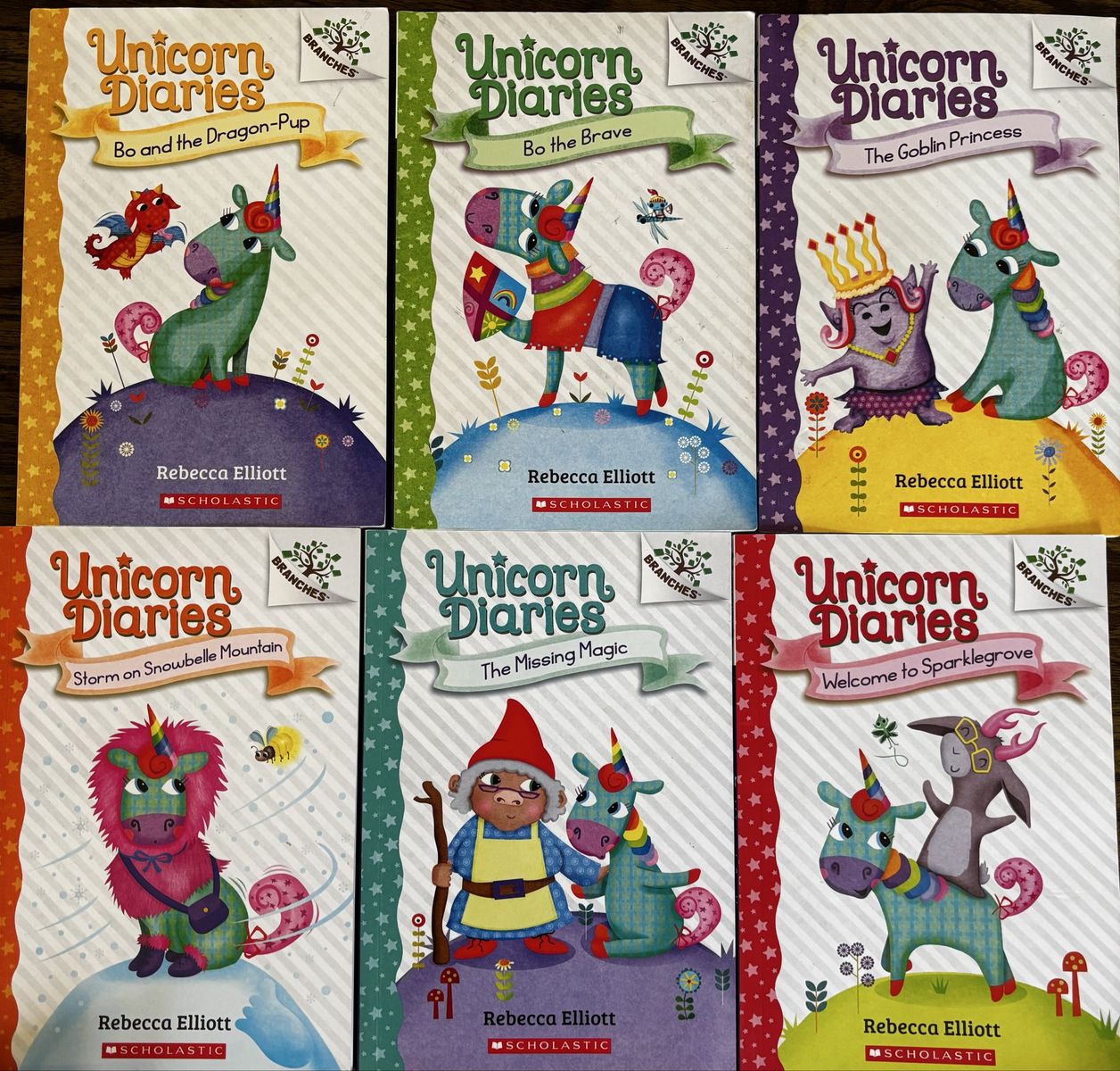 Unicorn Diaries by Rebecca Elliott Scholastic Branches Kids Chapter Book Set of 6