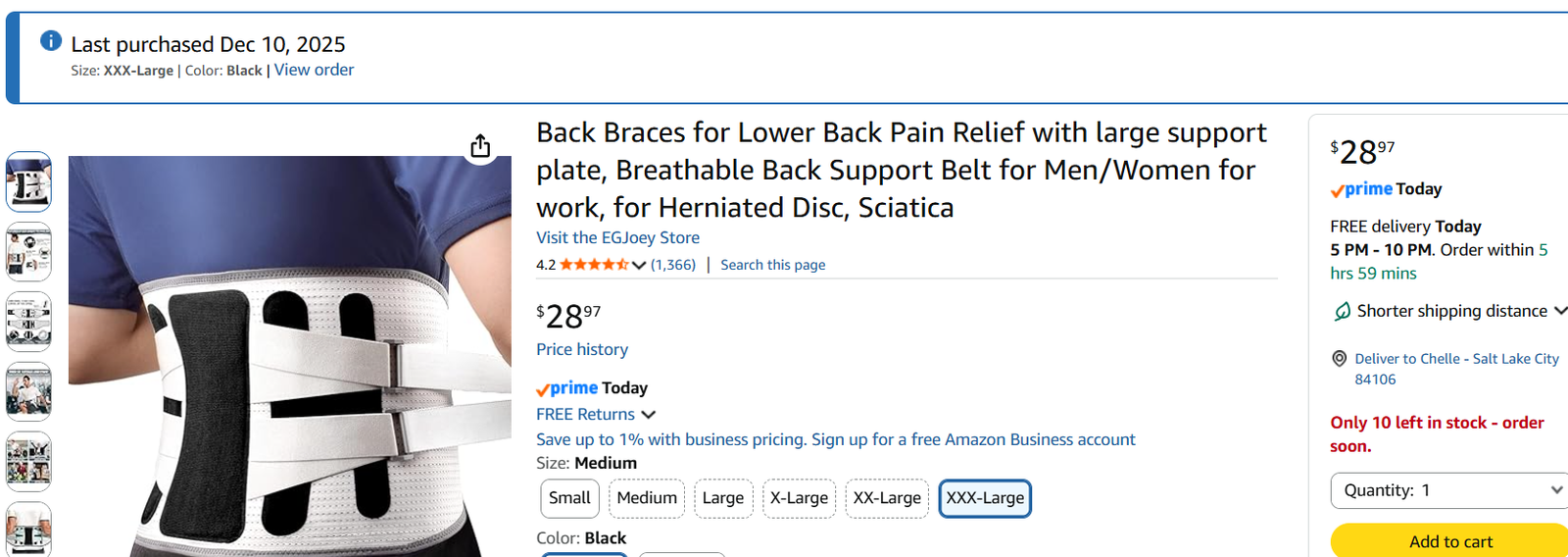 Breathable Back Support Belt for Men/Women for work, for Herniated Disc, Sciatica BRAND NEW STILL IN PACKAGE