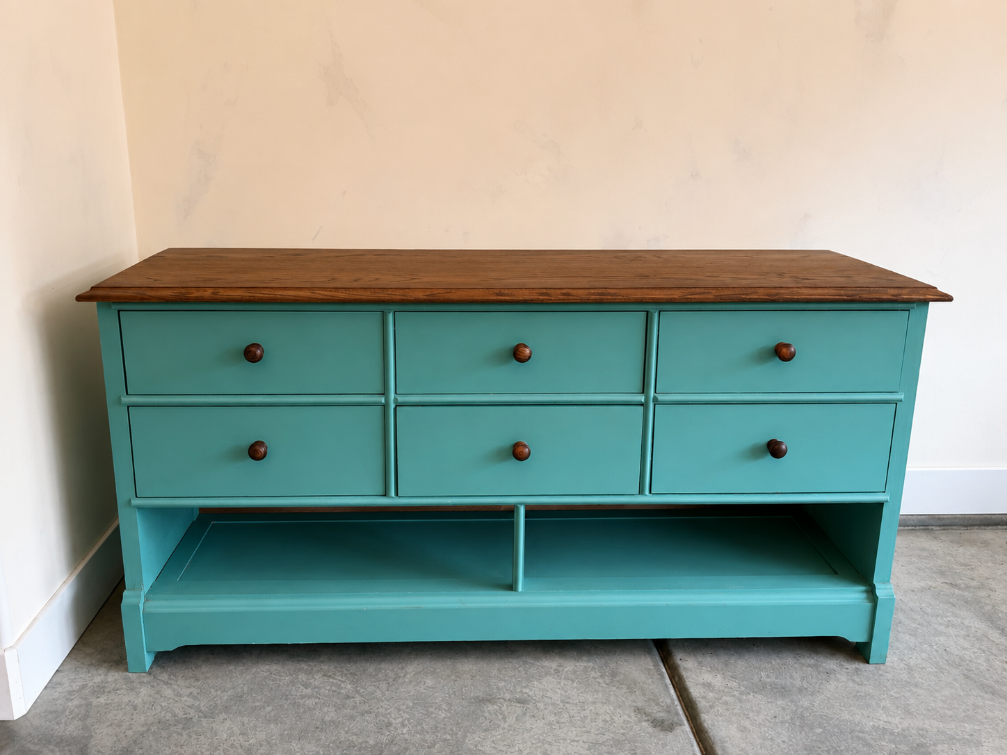 Solid Oak Entryway Console with Shoe Storage