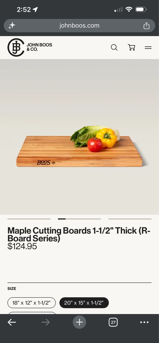 NWT John Boos Maple Cutting Board 20x15 + Maintenance Pack