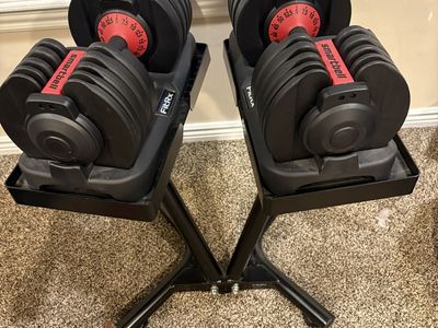 FITRX Smartbell Adjustable Dumbbells with Stand - Pair, 5-52.5 lbs (2.5 lb increments)
