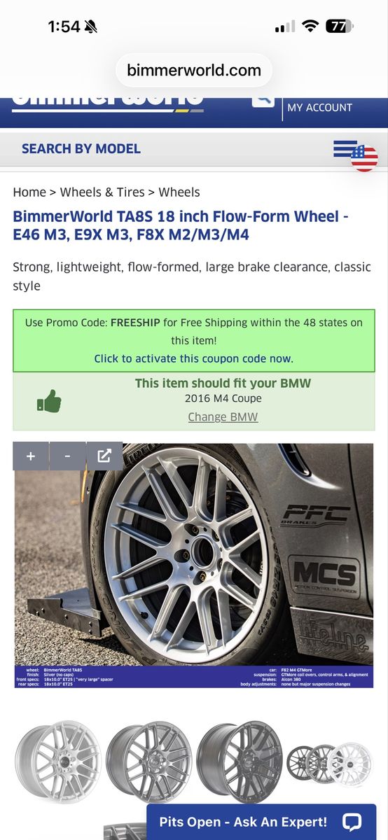 BimmerWorld TA8S 18-inch Flow-Formed Wheels & Kumho Ecsta V730 Tires for BMW E46/E9X M3, F8X M2/M3/M4