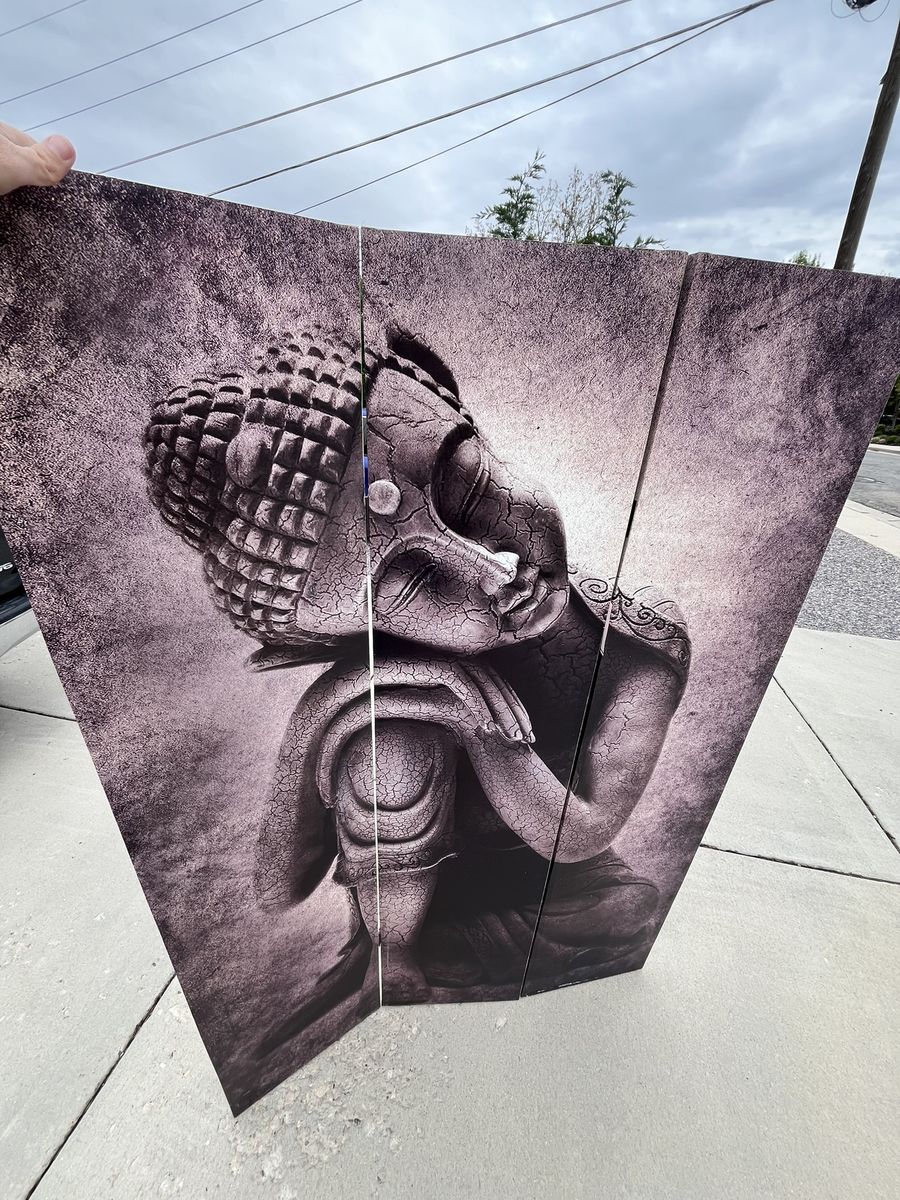 Decorative 3-Panel Folding Room Divider / Buddha Screen