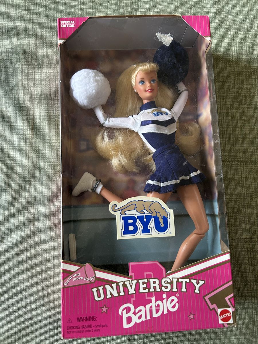 BYU Cheerleader Barbie 1996 New in box