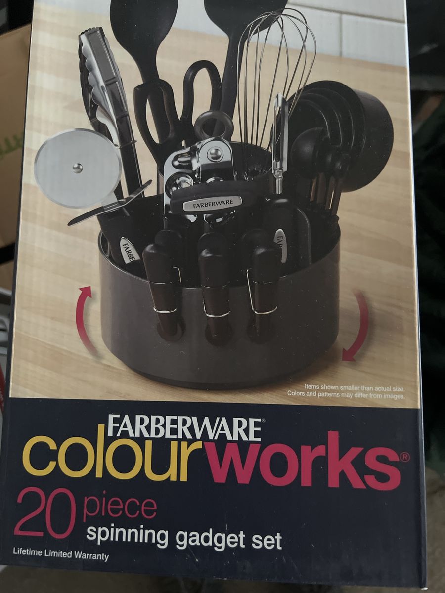 FARBERWARE Colourworks 20-Piece Spinning Gadget Set - Kitchen Utensils