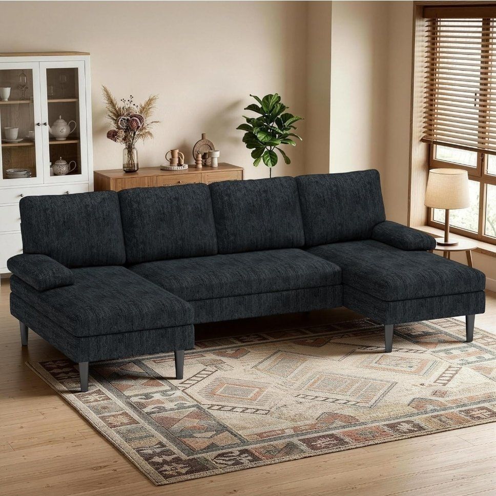 ️ KORSER U-SHAPED SECTIONAL SOFA CHENILLE FABRIC, GRAY SOFA NEW IN BOX!!