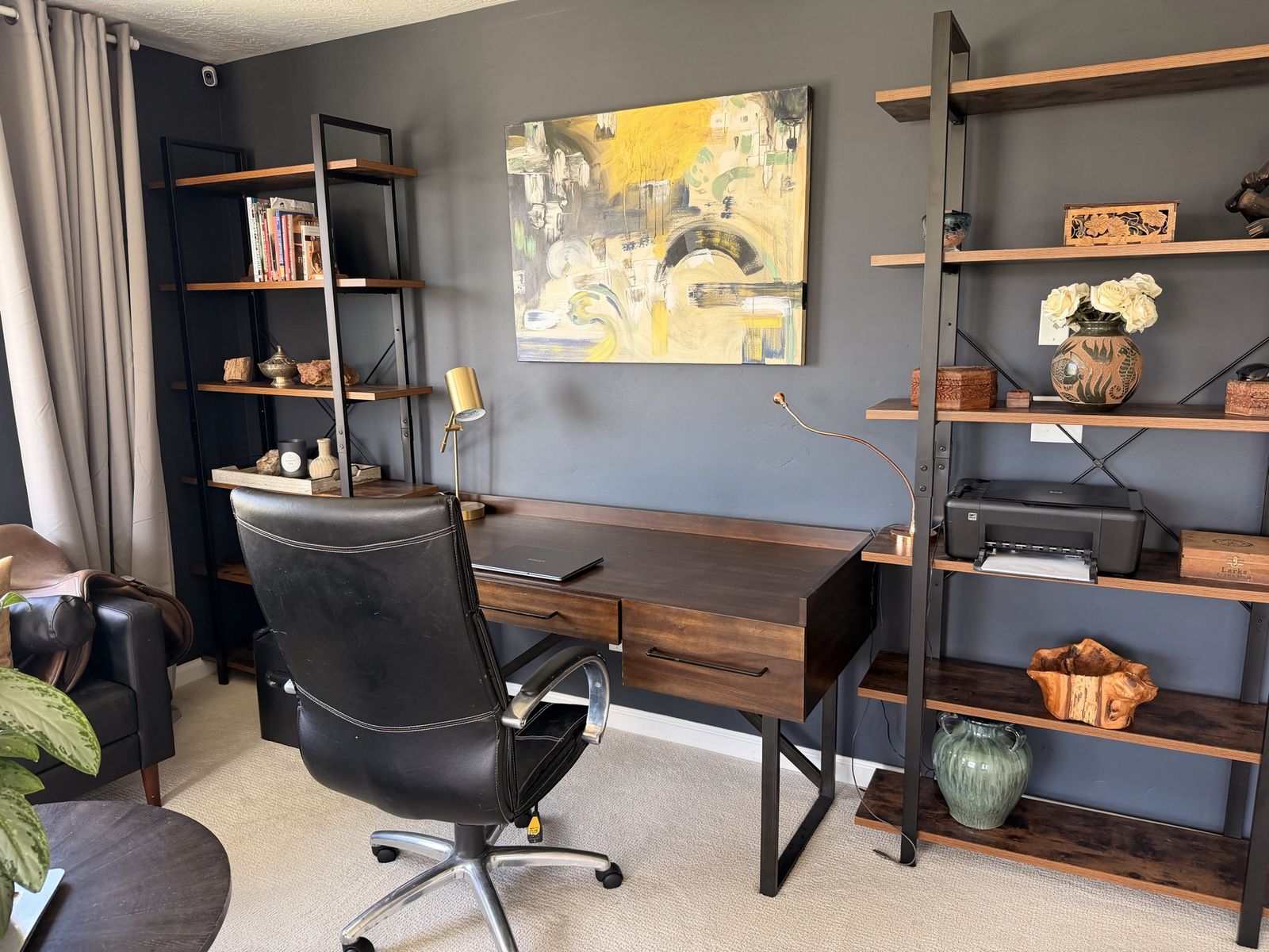 Home Office desk and bookshelves