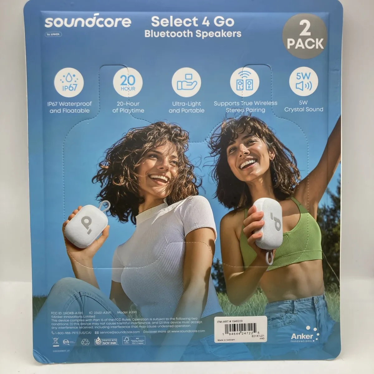 Anker Soundcore Select 4 Go Bluetooth Shower Speakers (2 pack )