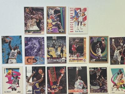 Karl Malone NBA Basketball Trading Card Lot - Fleer, SkyBox, Upper Deck (15 Cards)