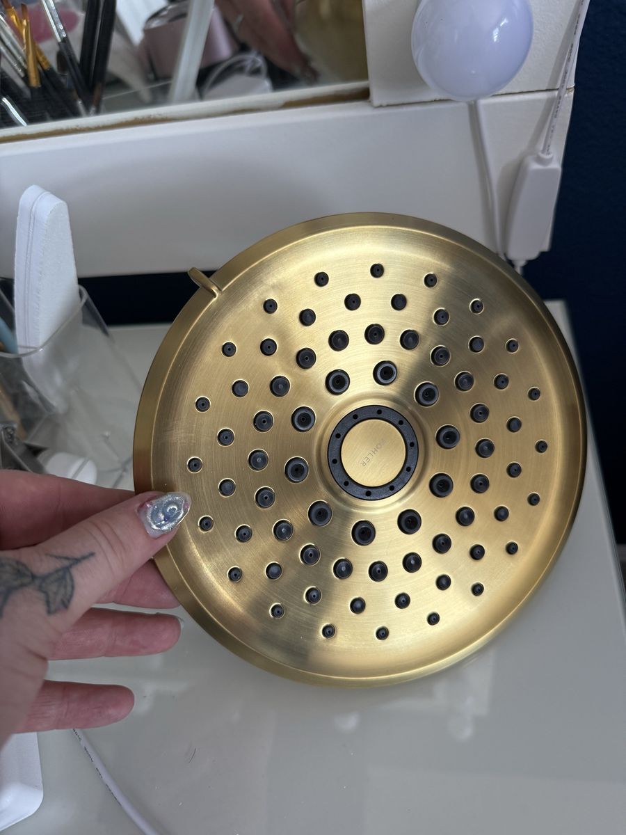 Gold Kohler Shower Head -  New, Cursiva