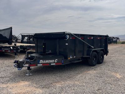7x14 Diamond C LPT 207 Dump Trailer - 44" Sides - 15.5K GVWR - 14 Ply Tires, Long Arm Tarp