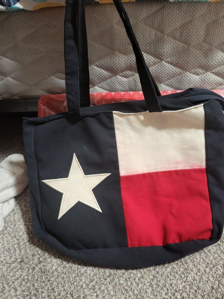Texas Flag Tote Bag - Red, White, Blue Canvas with Star Design
