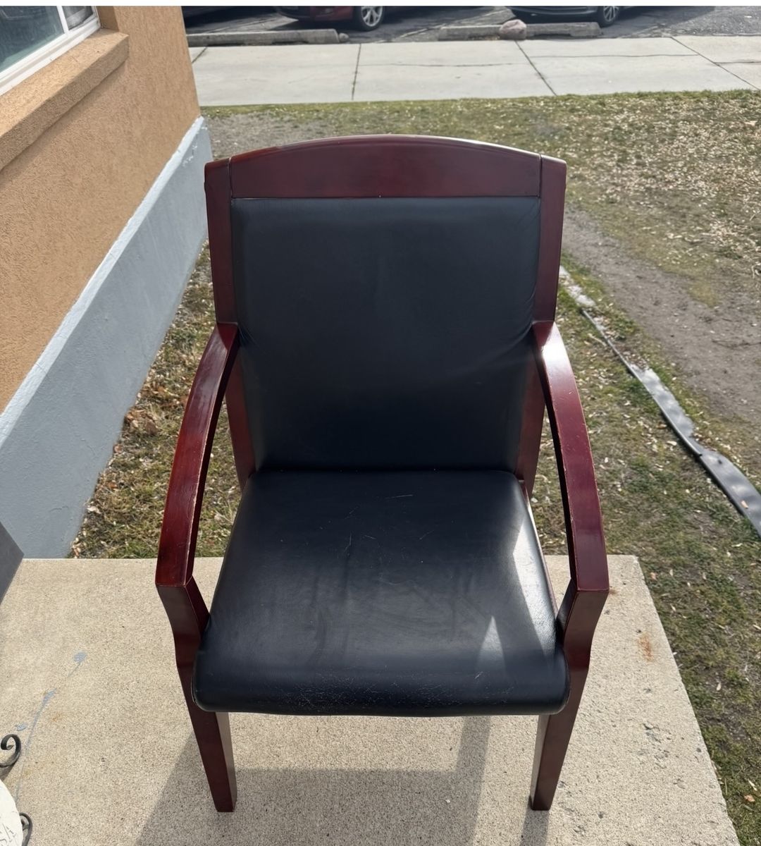 Wooden Armchair with Black Upholstery - Classic Design for Office or Dining