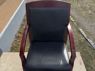 Wooden Armchair with Black Upholstery - Classic Design for Office or Dining