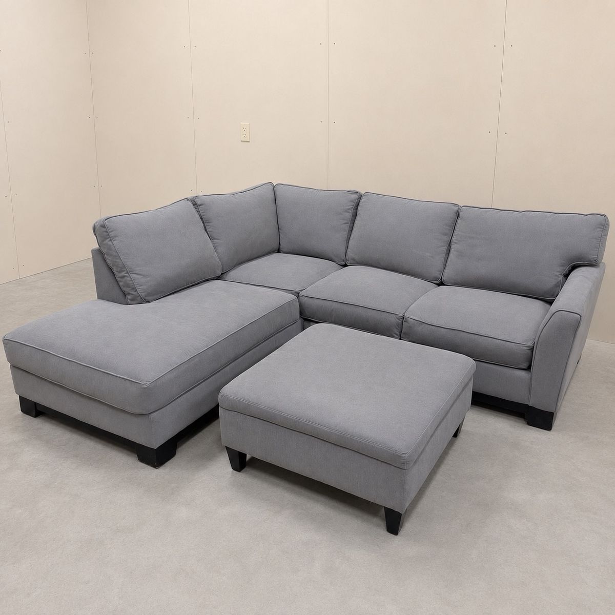 Gray Sectional Couch w/ Storage Ottoman - Delivery Available