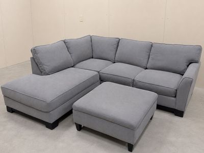 Gray Sectional Couch w/ Storage Ottoman - Delivery Available