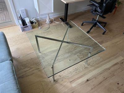 Glass Coffee Table, X-Base Chrome Frame