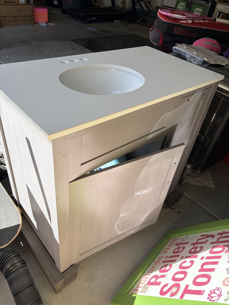 New 36-inch White Bathroom Vanity with Integrated Sink and Countertop