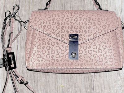 Guess Bethel Crossbody Satchel – Rose Taupe Monogram Top Handle NEW