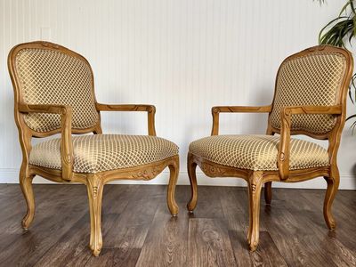 Pair of French Provincial Carved Armchairs