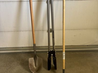 Garden Tool Lot – Post Hole Digger, Cultivator, Shovel & Hand Tools