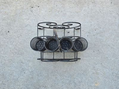 Mesa Wrought Iron Picnic Caddy – Tendril Collection Silverware & Napkin Organizer