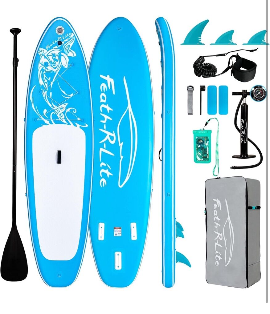 Brand New Inflatable Stand Up Paddle Board Bundle- Still Factory Sealed Whale Blue
