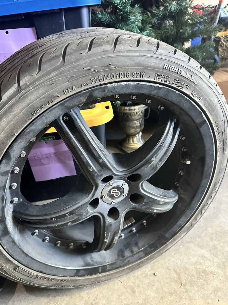 Toyo low profile tires 4 225/40ZR18 92W Black Rims & Tires - Set of 4 bolt pattern 18 inch wheels 5x 110 bolt pattern.
