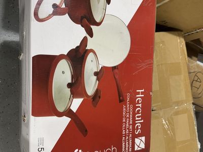Hercules 5-Piece Nonstick Ceramic Cookware Set Red Aluminum Soft Touch