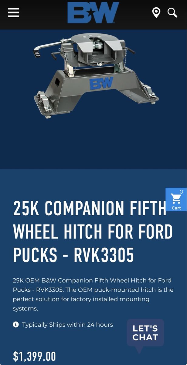 25K COMPANION FIFTH WHEEL HITCH FOR FORD PUCKS - RVK3305