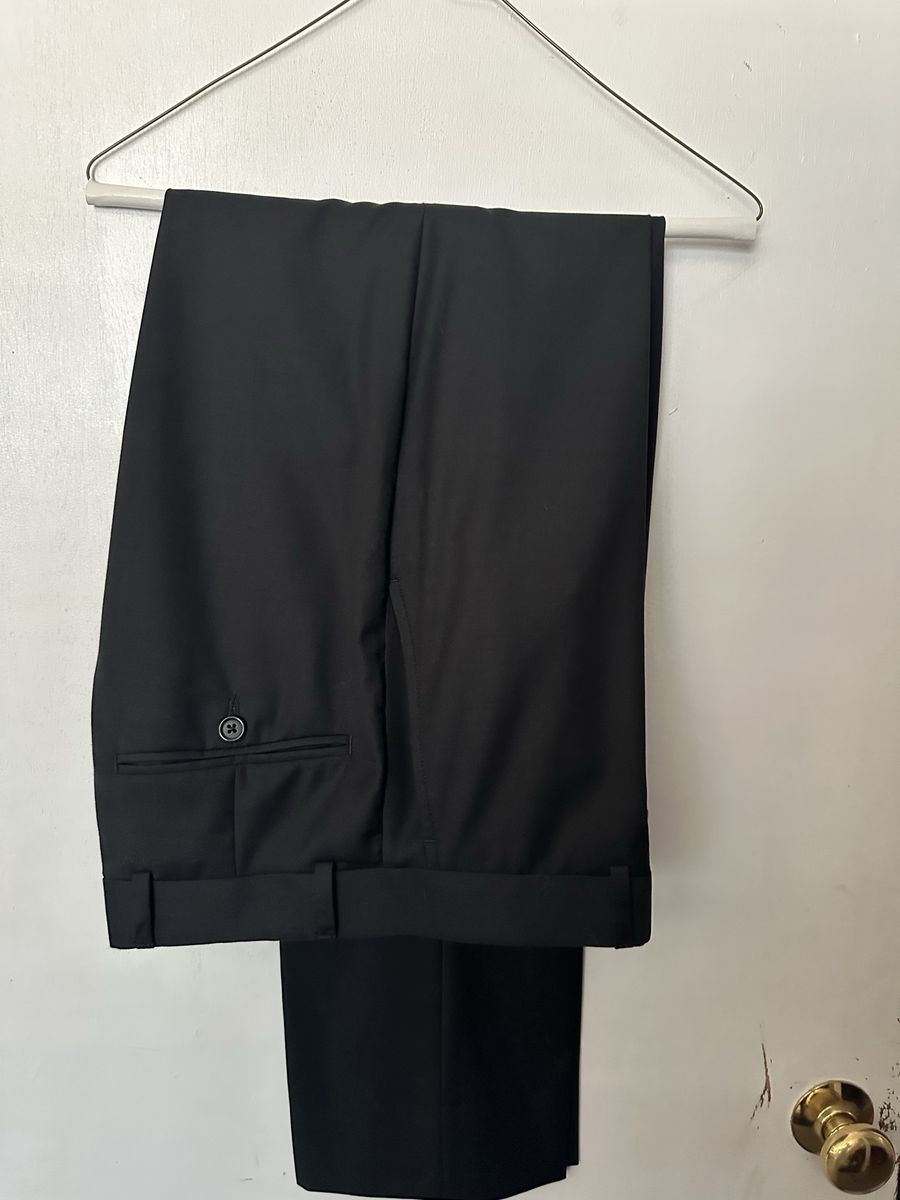Black Dress Pants - Men's Flat Front Trousers, Button Closure