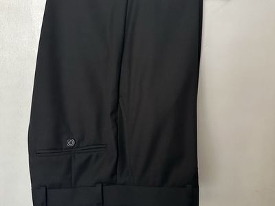 Black Dress Pants - Men's Flat Front Trousers, Button Closure