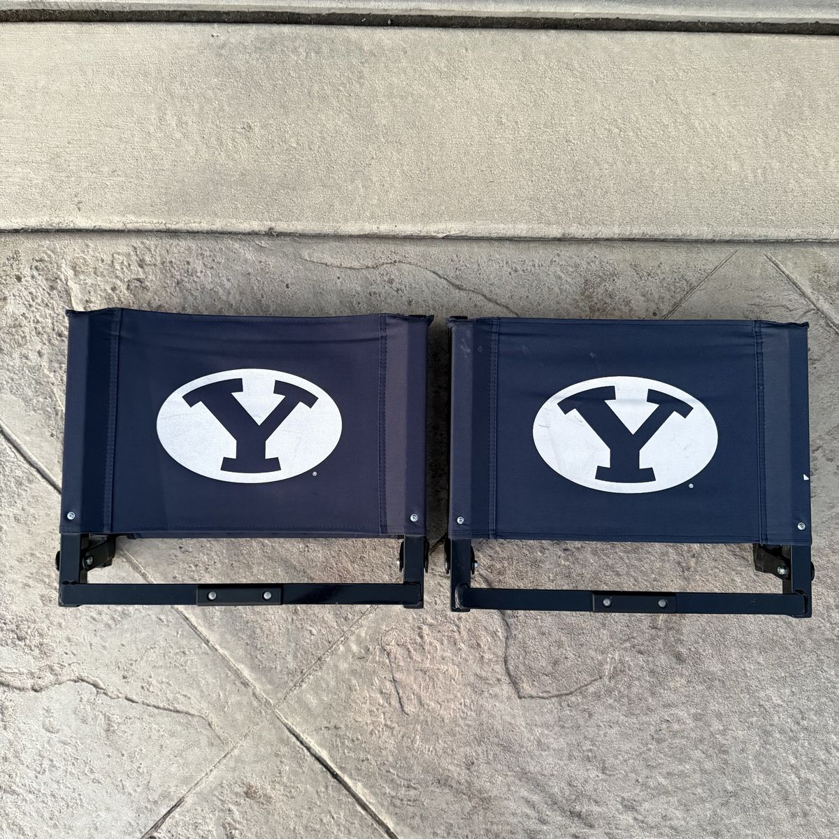 Set of 2 BYU Cougars Navy Blue Folding Stadium Bleacher Seats