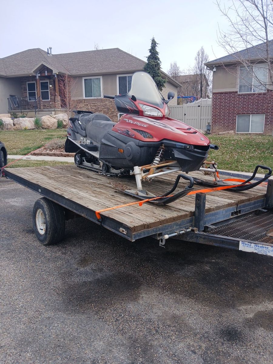 trailer and snowmobile