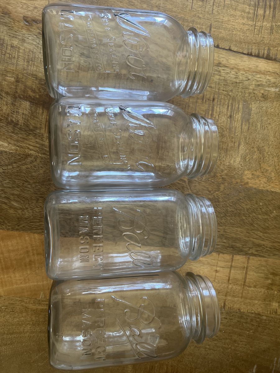 Vintage Mason jars quart size 4 regular mouth