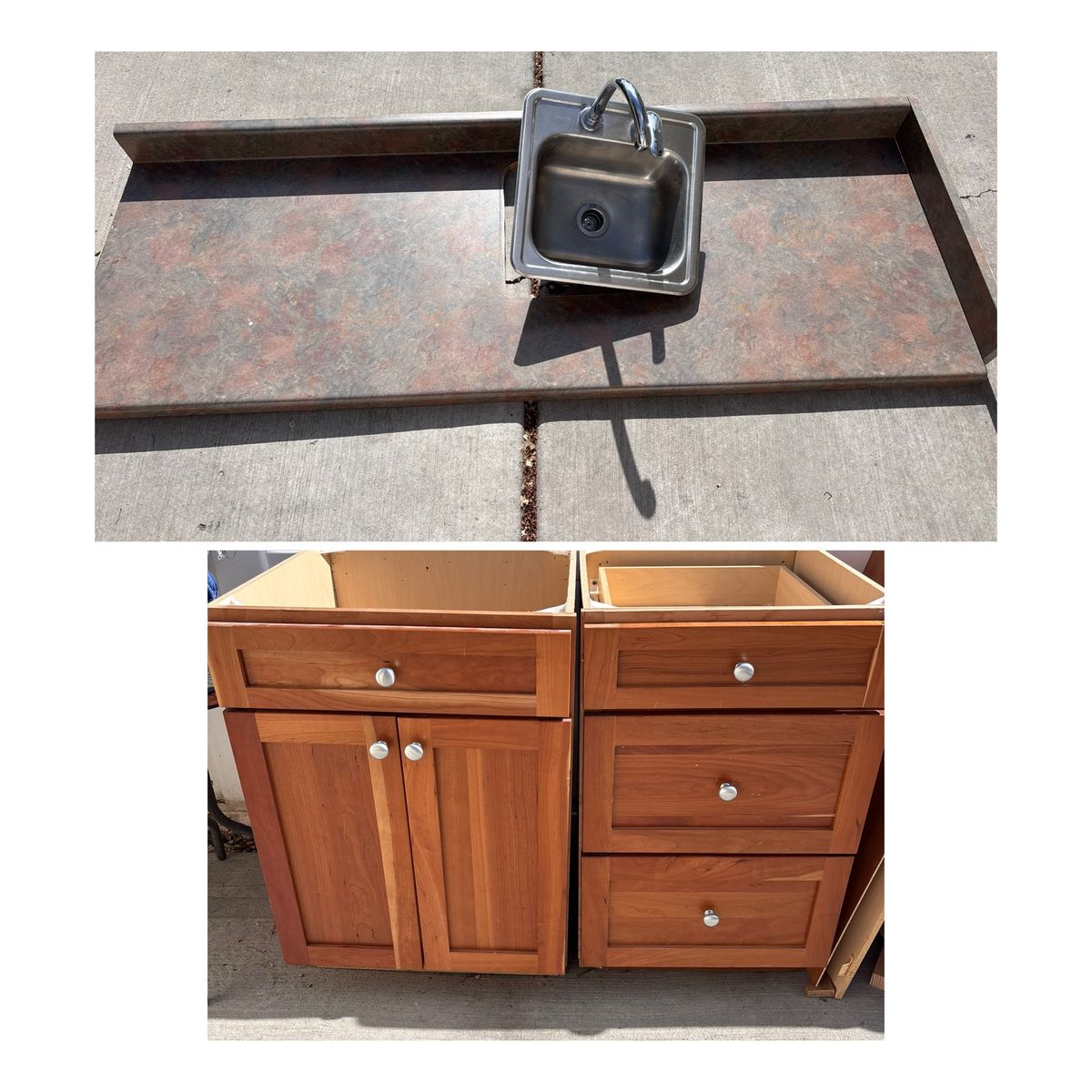 Kitchen cabinets/formica top used in kitchenette