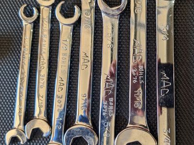 Mac Tools, flare nut open end wrenches, SAE 3/4-in to 3/8-in