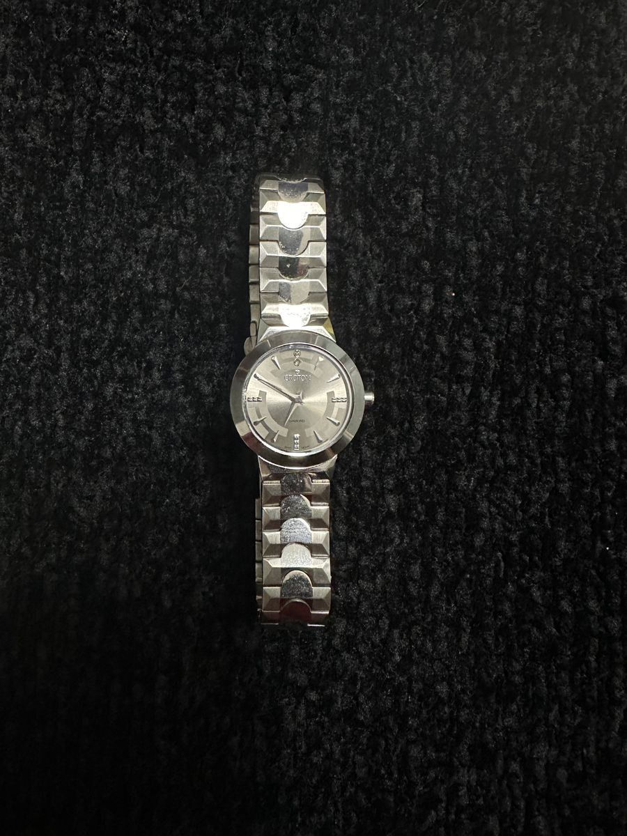 Women’s Croton Watch, Stainless Steel band, Tungsten Bezel and Diamond Decorated Face