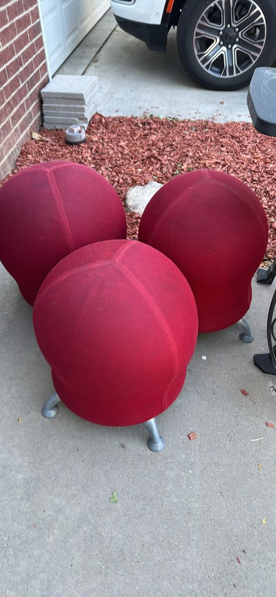 Set of 2 Gaiam Zenergy Ball Chairs - Red Upholstery, Ergonomic Seating